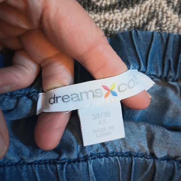Dreams Co 4X Lyocell Chambray Denim Embroidered Floral Lounge Dress Cottagecore - Picture 7 of 10